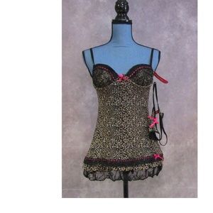 NEW Pucker Up! Animal Cheetah Print Cami & Thong
